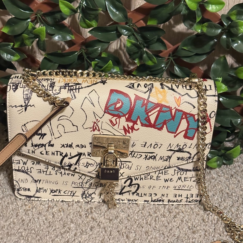 DKNY Elissa Graffiti large shoulder, crossbody bag w/adjustable strap